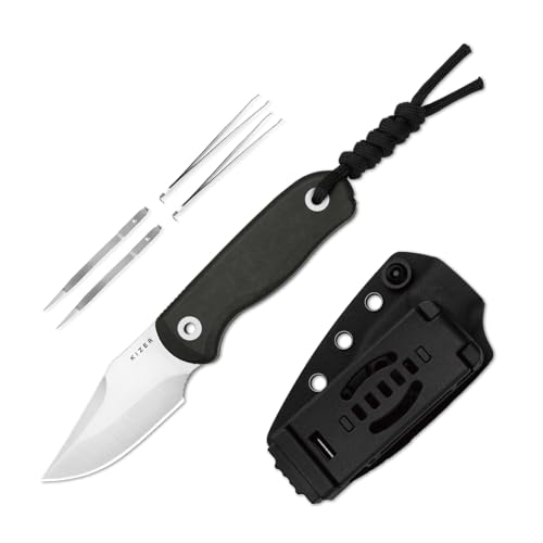 Kizer Drop Bear Fixed Blade Knife, Built-in Tweezers & Toothpick, 1092A3