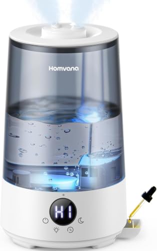 Image of Homvana 3.6L TopFill Cool Mist Humidifiers for Bedroom,Large Room& Plant,23dB Ultra-Quiet,Easy-to-Clean 2-in-1 Baby Humidifier&Oil Diffuser for Congestion Relief,Lasts Upto 4 Nights (Grey) (Pack of 9)