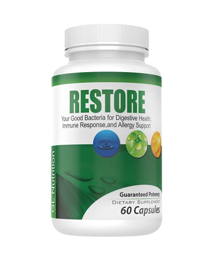 Restore by GL Nutrition | Advanced Probiotic Supplement for Digestive Health, Immune Strength & Ultimate Allergy Relief | Restores Good Colon Bacteria After Antibiotics & Eases IBS, IBD | 60 Capsules