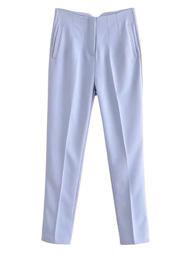 utcoco Womens Work Pants Casual Business Pleated High Waist Straight Leg Dress Pants