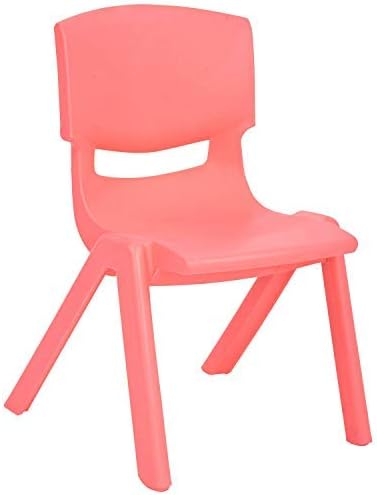 JOON Stackable Plastic Kids Learning Chairs, 20.5x12.75X11 Inches, The Perfect Chair for Playrooms, Schools, Daycares and Home, Coral, (2-Pack)