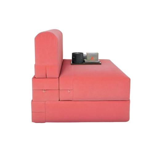 Image of PUM PUM 2-Seater Sofa Cum Bed | EPE Foam Foldable Mattress For Living Room & Guest Use,Peach