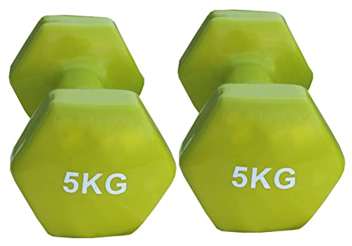 Lisaro Juego de 2 mancuernas de vinilo con superficie de vinilo, ideal para pilates aeróbicos de gimnasia pilates. Peso de 5 kg de peso de entrega por par Cover