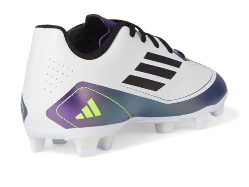 adidas Tênis infantil unissex F50 Club Messi flexível, Branco/preto/roxo unidade, 4 Big Kid