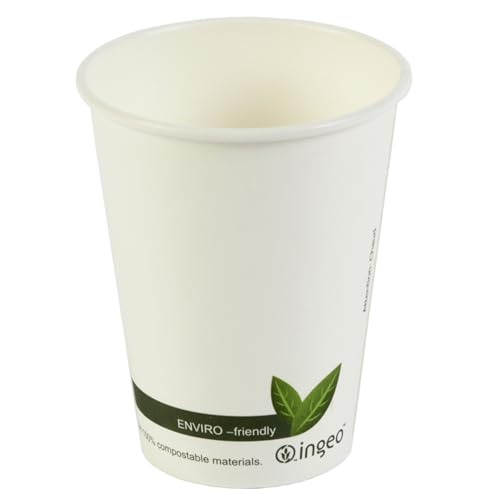 Dispo Compostable Hot Drink Cups 12oz / 340ml - Sleeve of 50 - Biodegradable Takeaway Coffee Cups