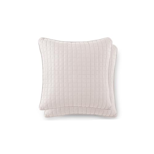 Southshore Fine Living Quilted Euro Pillow Shams 18x18 Inch Set of 2 Bone