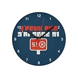 Fabulous Orologio da parete in vetro - J'Peux Pas J'Ai Zone 51 UFO Extraterreste Mars - Diametro 20 cm - Blu