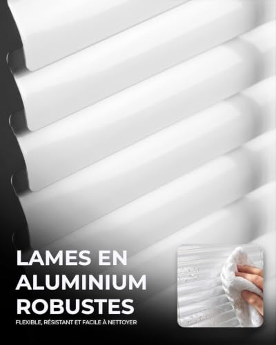 Victoria M. Store vénitien en Aluminium 25 mm pour fenêtres et Portes, sans pré-perçage, Clips de Serrage Inclus, 40 x 130 cm, Blanc – vue 3
