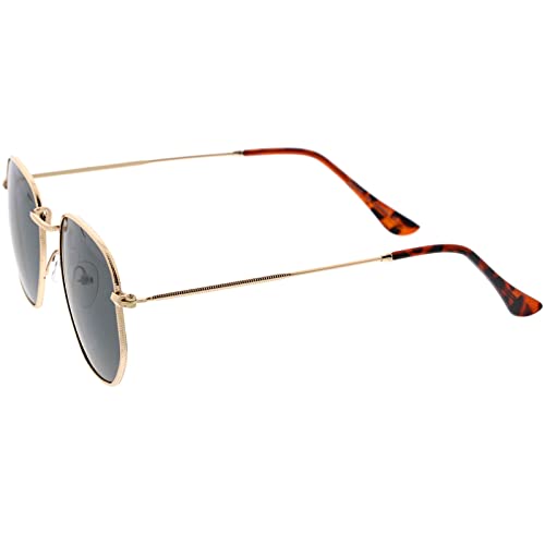 zeroUV - Modern Geometric Metal Slim Arms Neutral Colored Flat Lens Hexagonal Sunglasses 51mm3