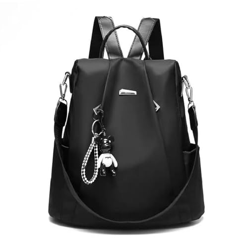 TOKSHOP Mochila Feminina Bolsa Pequena Tecido Impermeável Com Alça de Ombro e Chaveiro (Preto)