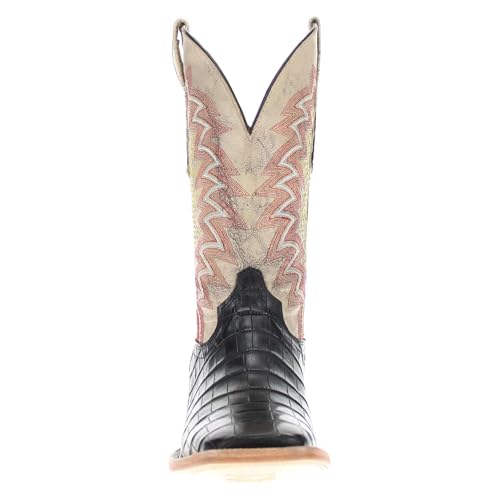 Image of Vaccari Men's Navarro Genuine Alligator Tail Leather Broad Square Toe Cowboy Boots