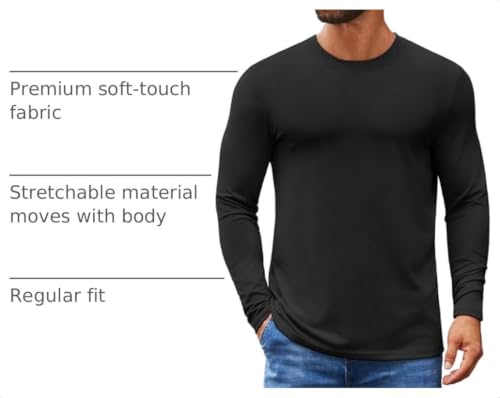 Image of COOFANDY Mens Long Sleeve T Shirts Crew Neck Casual Basic Pullover Shirt