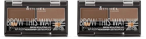 Rimmel London Brow This Way Eyebrow Sculpting Kit #002 - Mid Brown (Pack of 2)
