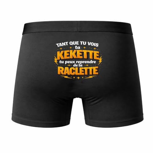 Planetee Caleçon Raclette Tant Que Tu Vois - Humour Boxer Coton Motif Idée Cadeau