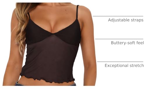 Image of Avidlove Bralettes for Women Mesh Tank Top Slim Y2K Camisole See Through Sheer Bralette Party Club Top
