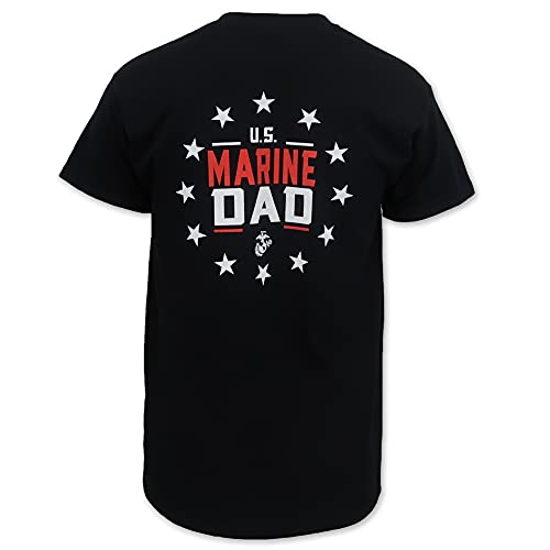 United States Marine Corps Eagle Globe Anchor Dad Stars T-Shirt, Medium, Black