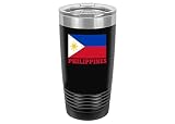 Rogue River Tactical Philippines Flag 20 Oz. Stainless Steel Travel Tumbler Mug Cup w/Lid Vacuum Insulated Hot or Cold Black
