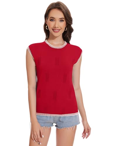 LUYAA Womens Cap Sleeve Sweater Vest Sleeveless Sweater Summer Tops Knit Vest Tank Tops Trendy T Shirt3
