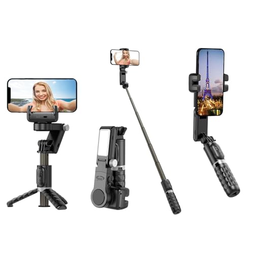 SRIKEKL Gimbal Stabilizer for Smartphone,2-Axis Auto Face Tracking Selfie Stick with Tripod with LED light,360°Rotation with Remote for Android and iPhone,Ideal for Vlogging,YouTube,TikTok Video