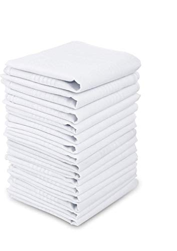 ayushicreationa 100% Cotton Premium Collection Handkerchiefs Hanky For Men – Pack of 12 – White Striped XXL King Size.