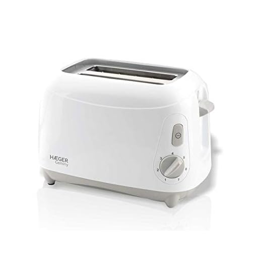 HAEGER Geminy - Tostadora de Doble Compartimento 900W, 7 Posiciones de Tostado con Bandeja recogedora de Migas, diseño Simple y Funcional, para un Tostado eficiente. Acabado en Blanco