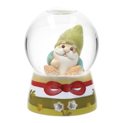 Thun - Boule De Neige Con Gnomo Oliver In Resina In Resina, Ceramica E Vetro, Linea Bosco Magico, 8 Cm