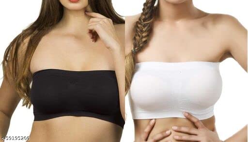 Image of Gozzby Womens & Girls Full Coverage Stylish Bandeau Non Padded Cotton Seamless Tube Bra