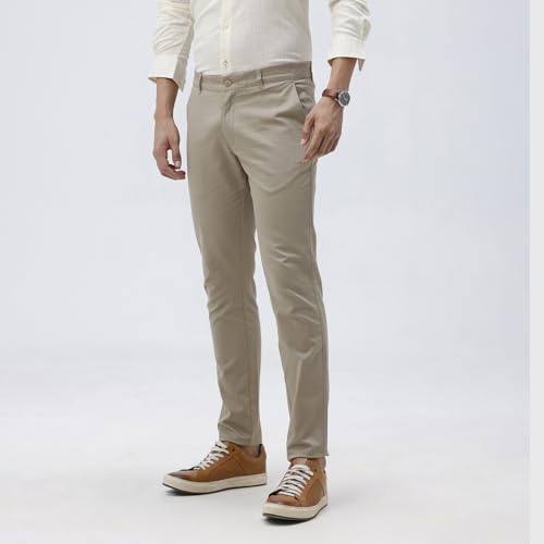 Image of BASICS Premium Cotton Stretch Formal Trousers for Men | Office Pants