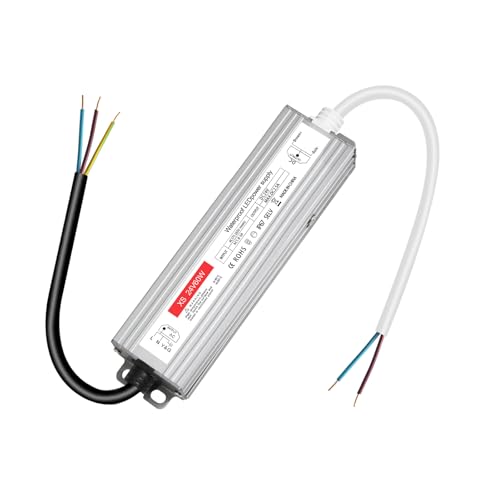 Transformador 220v a 24v, Transformador LED 24v 60w, IP67 Impermeable, Fuente Alimentacion 24V 2.5A Constante, Sin ruido/sin parpadeo de LED para bombillas y tiras LED MR16 GU5.3 MR11 G4, no regulable