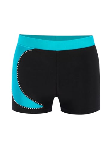Boys Gymnastics Shorts Color Block Elastic Waistband Ballet Dance Spandex Shorts Athletic Workout Bottoms