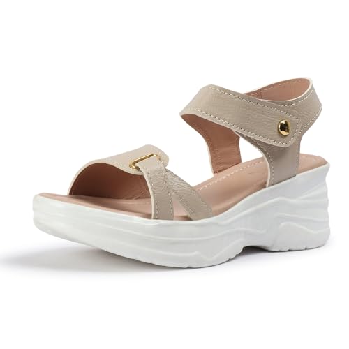Vendoz Women Casual Cream Wedges Sandal