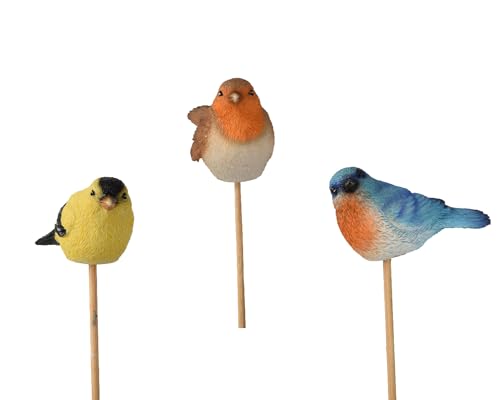 Blumenstecker Vogel am Stab 16,5cm Keramik 1 Stück sortiert -...