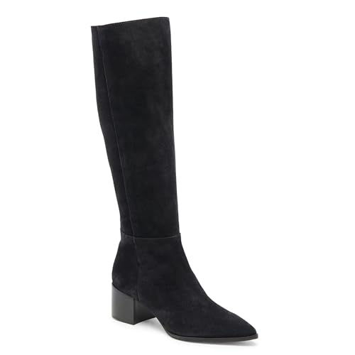 Suede Knee High Boots Women Chunky Heel Fall Tall Boots Pointed Toe Side Zipper Comfortable Walking Dress Shoes2