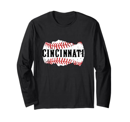 Cincinnati Distressed Baseball Long Sleeve T-Shirt