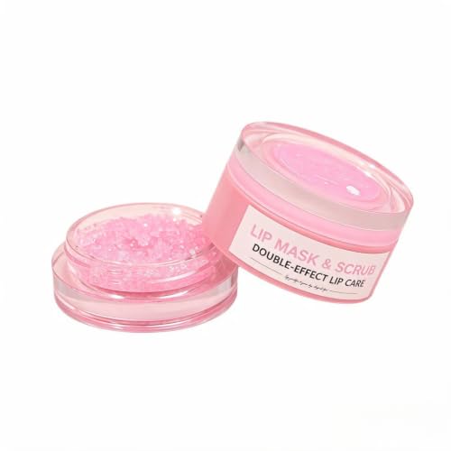 Image of 2 in 1 Lip Mask and Lip Scrub, Exfoliating and Hydrating Lip Care | With Sugar & Shea Butter, Moisturising Lip Balm for Dry Chapped Lips, Softens Dead Skin, Strawberry Scent