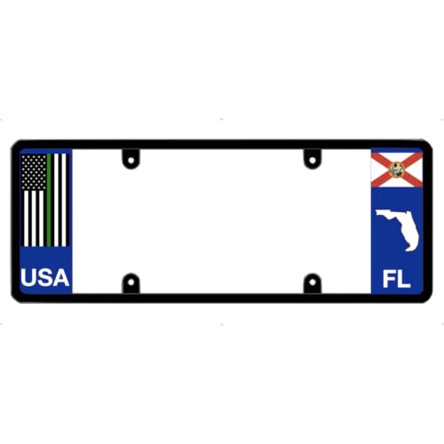 DFS Florida FL Patented License Plate Frame Holder (Thin Green Line Flag)