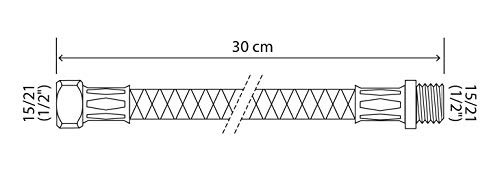 SOMATHERM FOR YOU - Verbindungsschlauch Gesundheits rechts männlich 15/21 (1/2) - Mutter nach rechts weiblich 15/21 (1/2) - Länge 30 cm - DN8