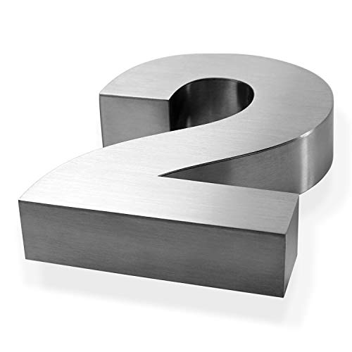 Hausnummer | Edelstahl 3D | 30mm tief, gebürstet und rostfrei, mit Montagematerial (2)