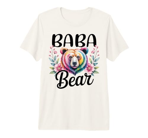 Baba Bear Floral Graphic for Mothers Day Moments Premium T-Shirt