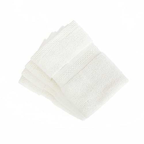 Image of Layers 100% Cotton Face Towel, 410 GSM (White, Solid Pattern) Be Bold Collection, Light Weight, Zero Twist, AZO-Free, Moisture Absorbent, Quick Dry Towel, Bathroom Accessories (Pack of 4)