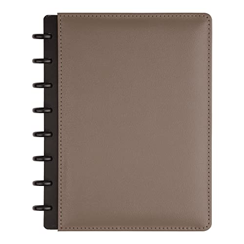 TUL Custom Note-Taking System Discbound Notebook, Junior Size, Leather Cover, Gray