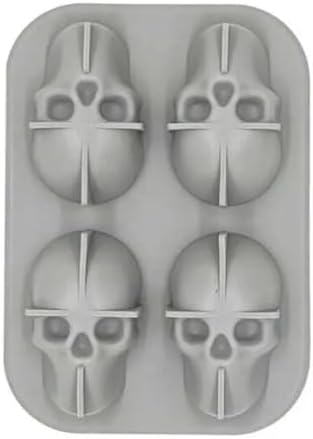Skull Silicone Ice Mold KGN-IC732, 4-Piece Food-Grade Silicone Ice Cube Tray for Skull-Shaped Ice, Cocktails, Parties, Chocolate, Jelly, Candy & Desserts