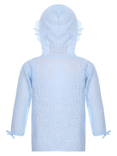 Girls Solid Color Ruffled Cardigan Long Sleeve Button Closure Hooded Coat Floral Bolero Shrug2