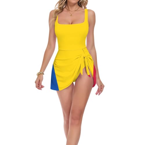 Maillot de bain motif drapeau moldave et larges bretelles confort