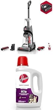 Hoover ONEPWR SmartWash Cordless Carpet Cleaner Machine, Automatic Cleaning Technology, LED Display, BH50700V + 64 oz Pet Carpet Cleaner Solution, Deep Cleaning Shampoo, AH31925