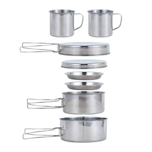 BeGrit Backpacking Camping Cookware Mini Picnic Camping Cooking Mess Kit with Pot and Pan Set for Hiking