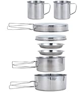 BeGrit Backpacking Camping Cookware Mini Picnic Camping Cooking Mess Kit with Pot and Pan Set for...