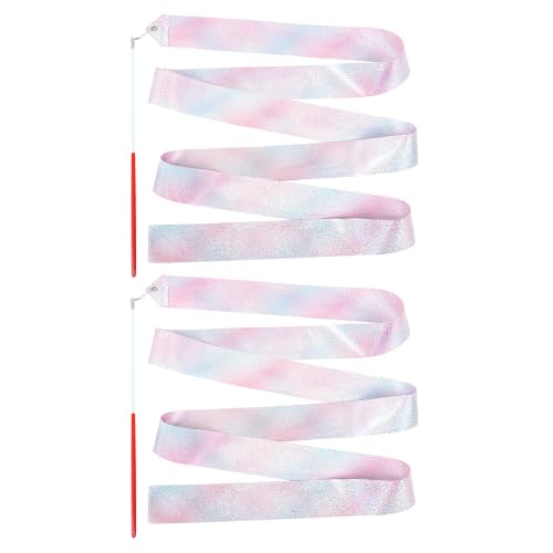 PHENOFICE 2 Cintas de Gimnasia Rítmica Poliéster Rojo de 2 Metros, Ideales para Competición y Bandas de Marcha, Manteniendo Movimientos Fluidos y Elegantes