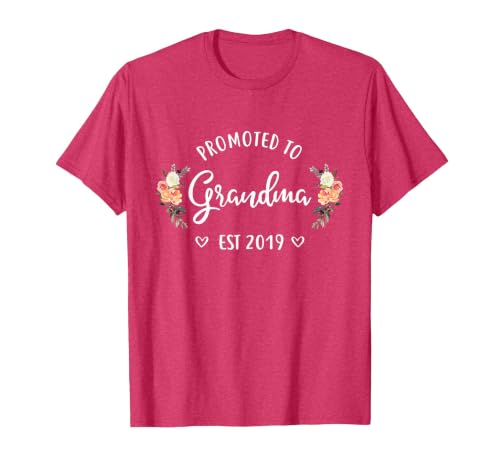 Promoted to Grandma Est 2019 Mothers Day New Grandma T-Shirt T-Shirt, Men, Red Heather, X-Large