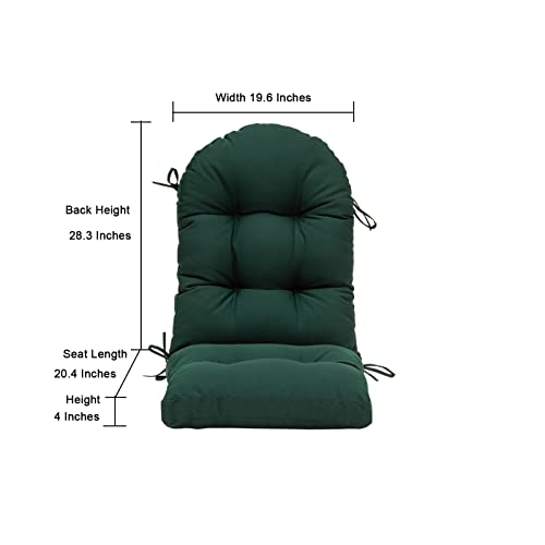 Image of QILLOWAY Outdoor High Back Chair Cushion for Adirondack, All Weather Rocking Chair Cushions Thick Padded Replacement for Patio Furniture,Mallard, Forest Green